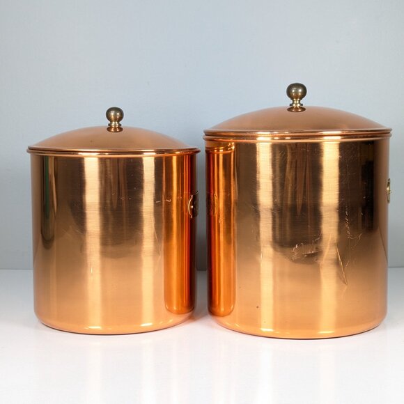 Vintage Copper Flour and Sugar containers, copper canisters made in Korea - Picture 5 of 11